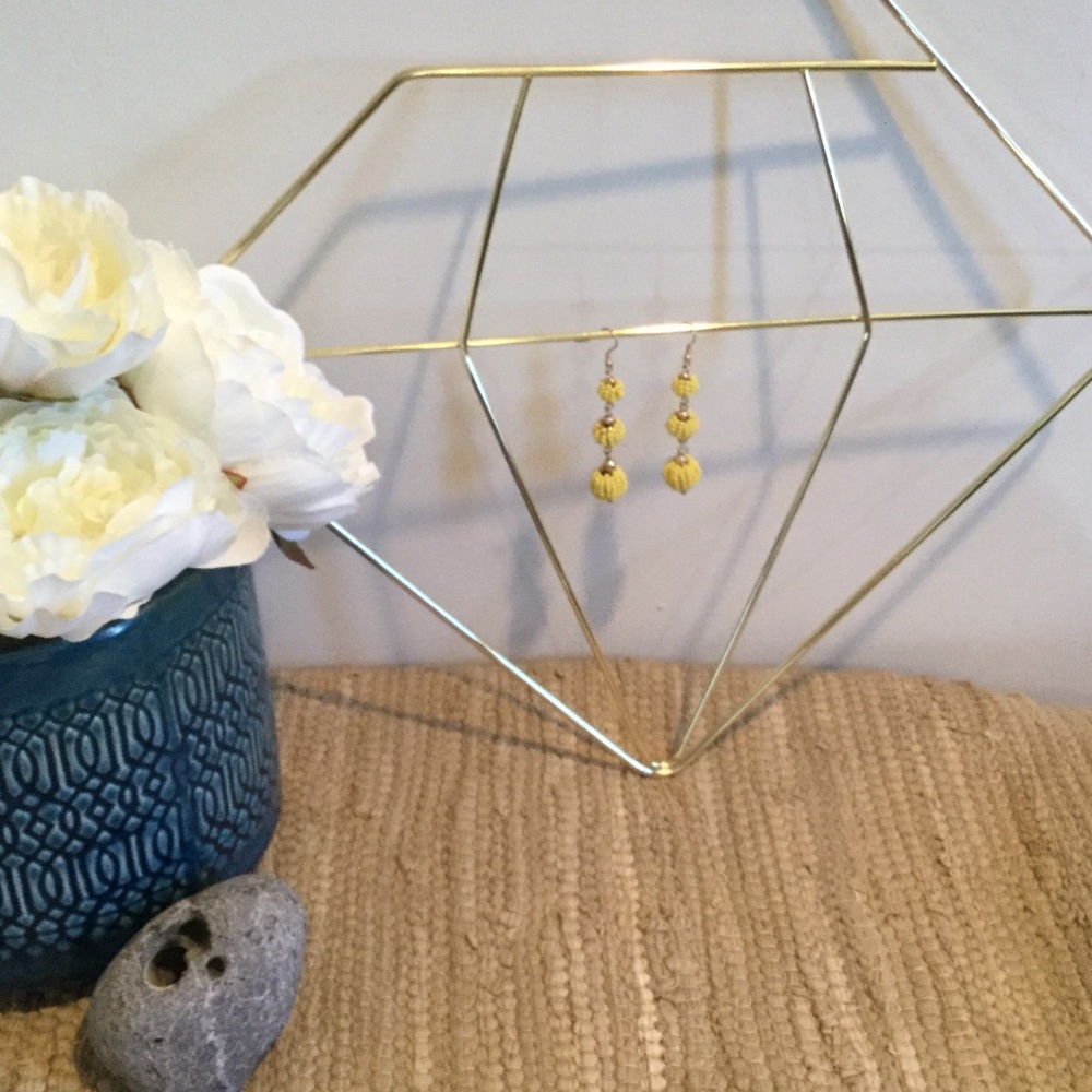 Yellow Beaded Earings